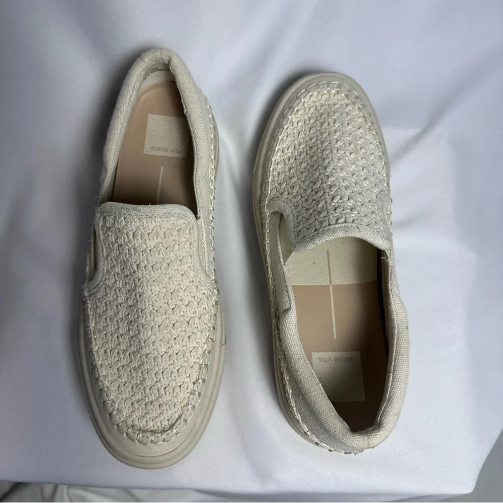 Dolce Vita Cream Woven Slip-On Sneakers Saydi women’s size 6.5 - Picture 2 of 8